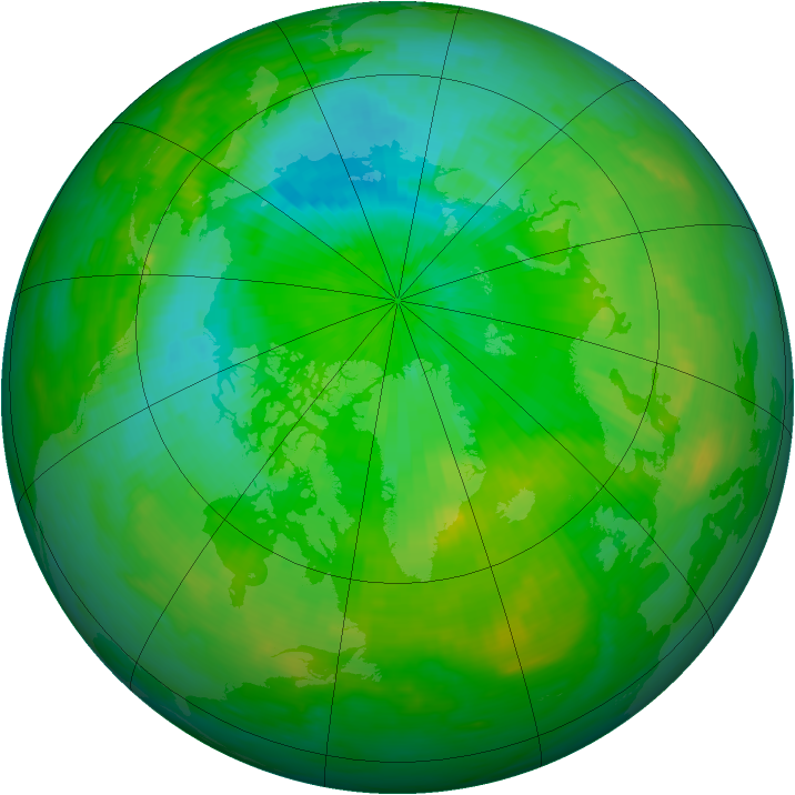 Arctic ozone map for 13 August 1980